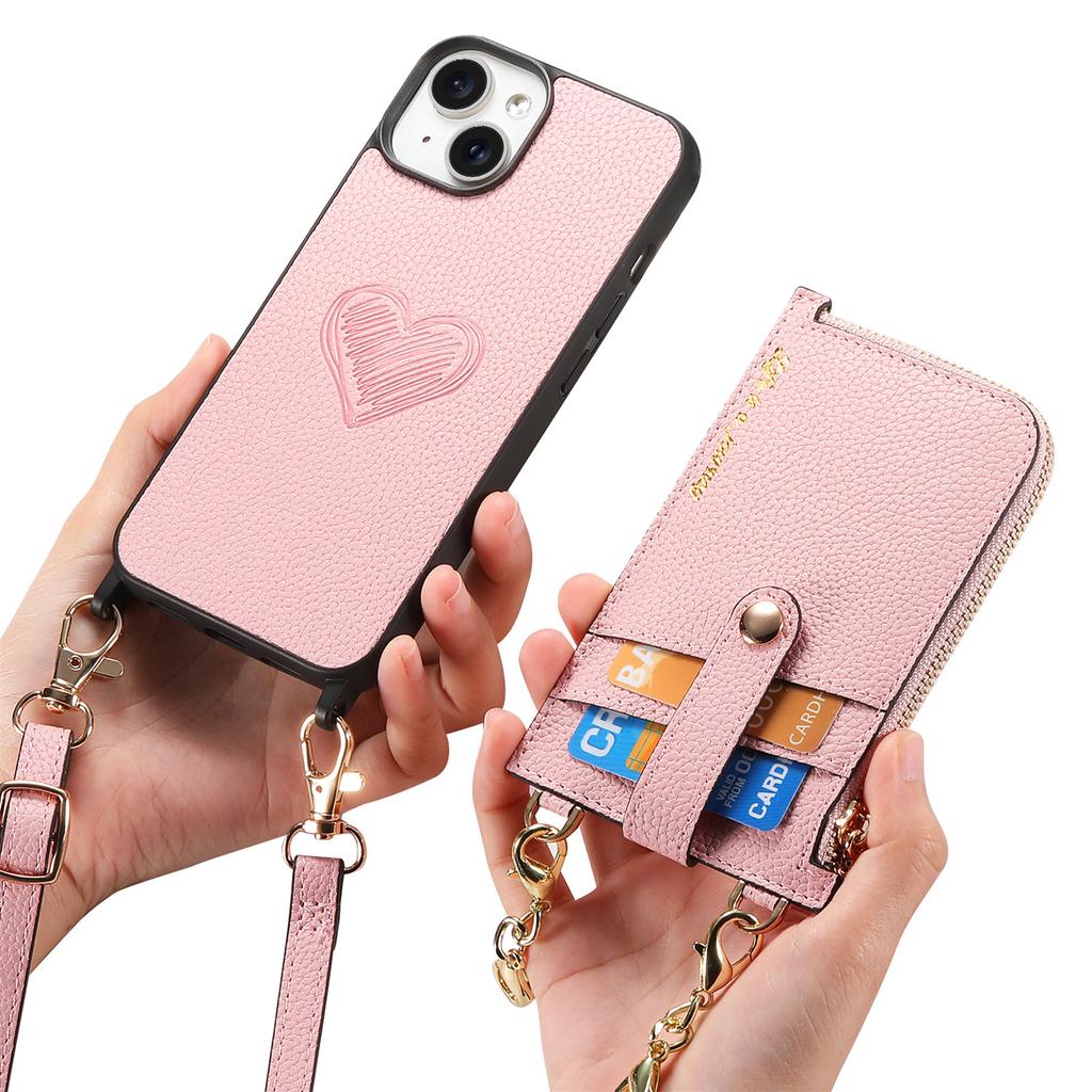 2 in 1 Detachable Crossbody Cards Solt Wallet Leather Case For iPhone 15 Pro Max 14 Plus 13 12 11 Pocket Bag Long Lanyard Cover
