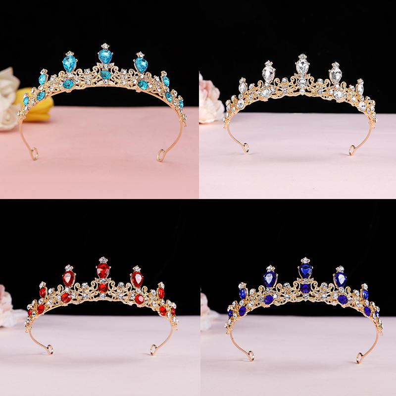 Elegant Colorful  Tiara Crown Women Girls Party Wedding Princess  Bridal Crown Hair Jewelry