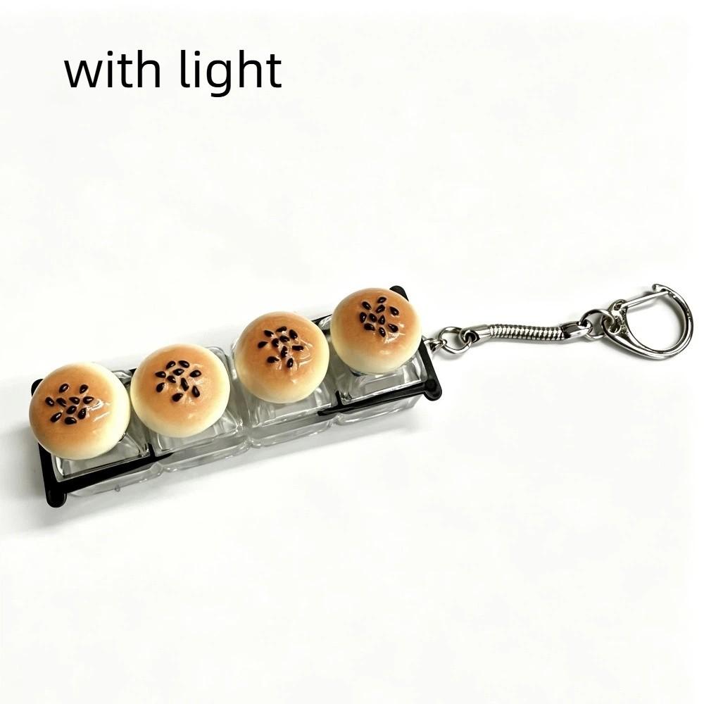 Finger Button 4 Key Mechanical Keychain Pressable Toy Mini Bread Model Pendant  Kids Gift
