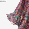 ZANZEA Women Loose Round Neck 3/4 Sleeve Casual Print Blouse
