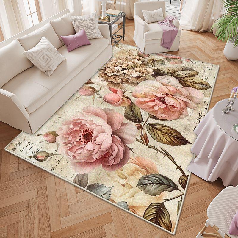 Modern Style Flower Design Decoration Bedroom Carpet Non-slip Living Room Rug Big Size Cloakroom Dressing Table Mat Easy Clean