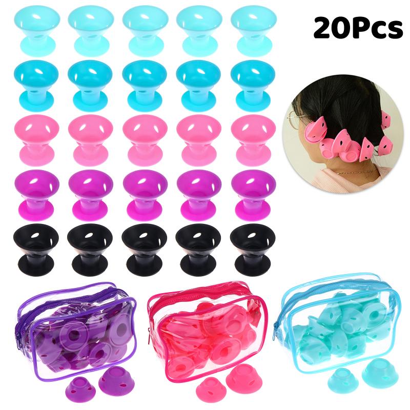20Pcs Silicone For Hair Curling Rollers Diy Set With Mushroom Bell Shapes Spiral Design Soft Construction Easy Removal Curls