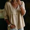 Women's Lace V-neck Solid Color Three-Quarter Sleeve Casual Pullover Top (2026 New)