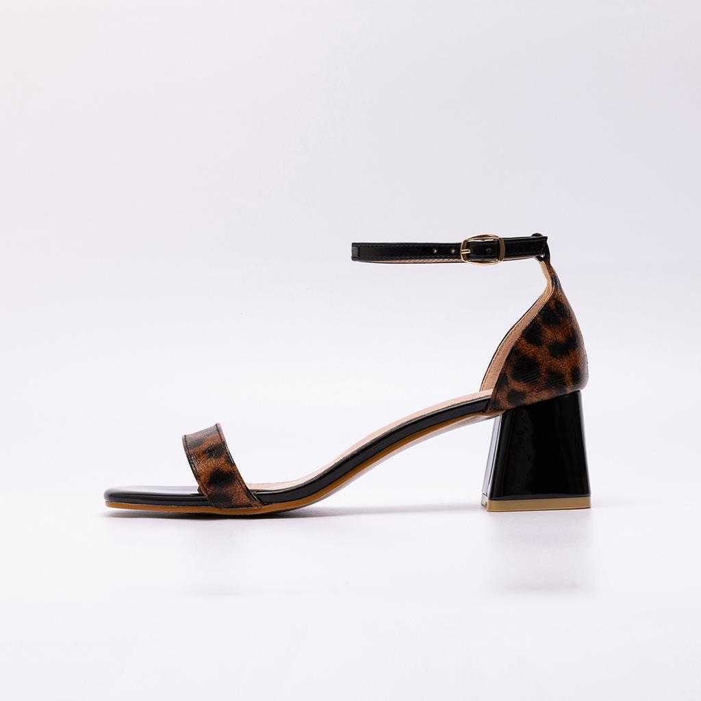 Sandali Donna Lusso Stampa Leopardo Tacco Spesso Scarpe con Tacco Donna Moda Elegante Banchetto Scarpe Donna Sandalias De Mujer