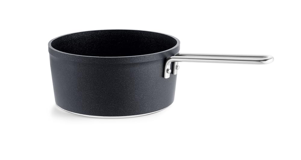 Fissler One Hand Pot 18cm Adamant Saucepan with Stainless Steel Lid Compatible with Gas Coating Made In Germany Black Japanese Fire/IH Non-Stick