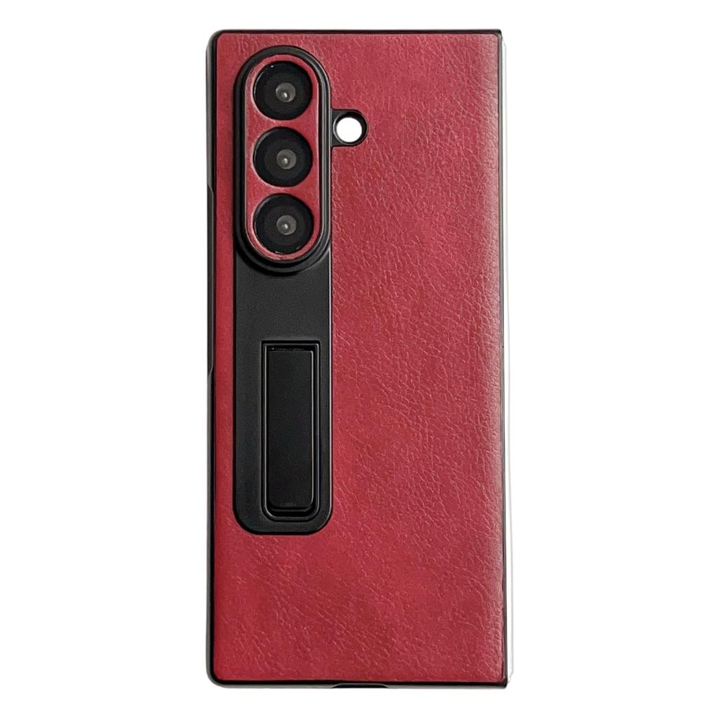 For Samsung Galaxy Z Fold7 5G Case Kickstand Leather Coated PC Folding Phone Cover
