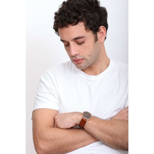 Daniel Wellington DW Men's Classic Multi-Eye 40 St Mawes RG Amber Watch, Elegant Luxury Watch, Popular Gift, Leather