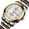 UTHAI  New Men's Watch Fashion Trend Double Calendarstainless Steel Stripr Quartz Watch Clock Gift