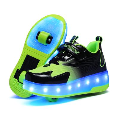 Spor Ayakkabılar Led Işıklı Ayakkabılar Çocuk Çocuk Erkek Kız USB Şarjlı Parlayan Tekerlekler Parkur Paten Ayakkabıları