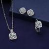 1PC Luxury Cube Zircon Set, Women's Elegant Necklace, Earrings & Ring Set, Perfect Gift for Valentine's Day, Christmas Gift, Bi