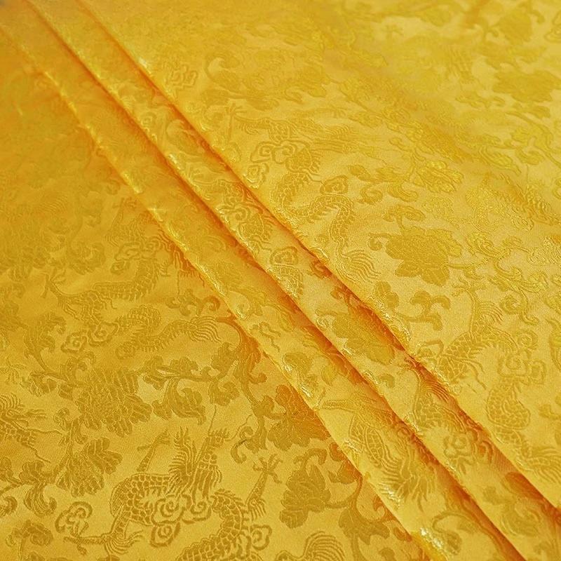 100x150cm Brocade Faux Silk Metallic Gold Fabric Spring Summer Sofa Cushion Qipao Tang Suit Material Breathable