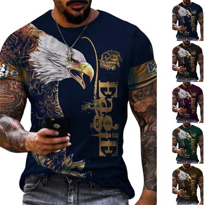 New Summer Men's Fashion T-shirt Personality Eagle Letters Printed Men's T-shirt Top