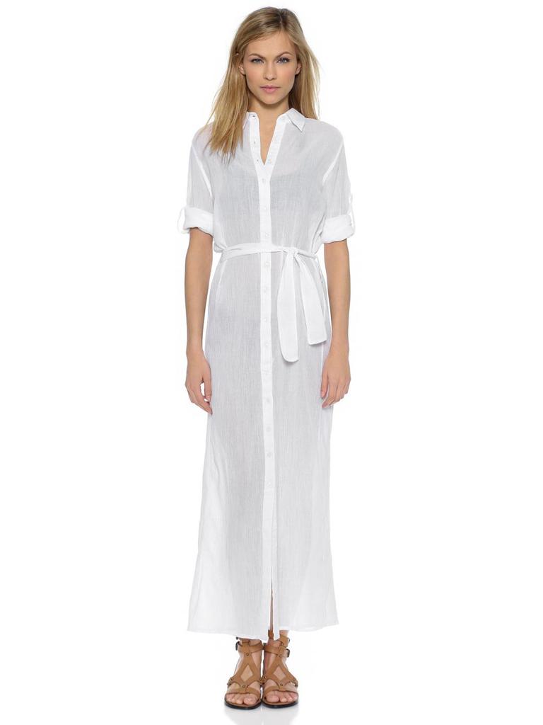 Rochie de cămașă de plajă de vacanță ultra-subțire din șifon cu guler cu cataramă