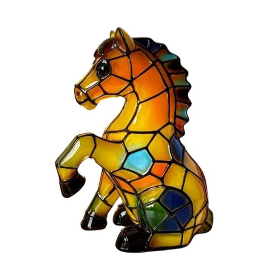 Rainbow Stained Glass Animal Night Light, USB Powered Retro Highland Cow/Koala/Squirrel Resin Lamp for Bedroom, Desk, Home Decor