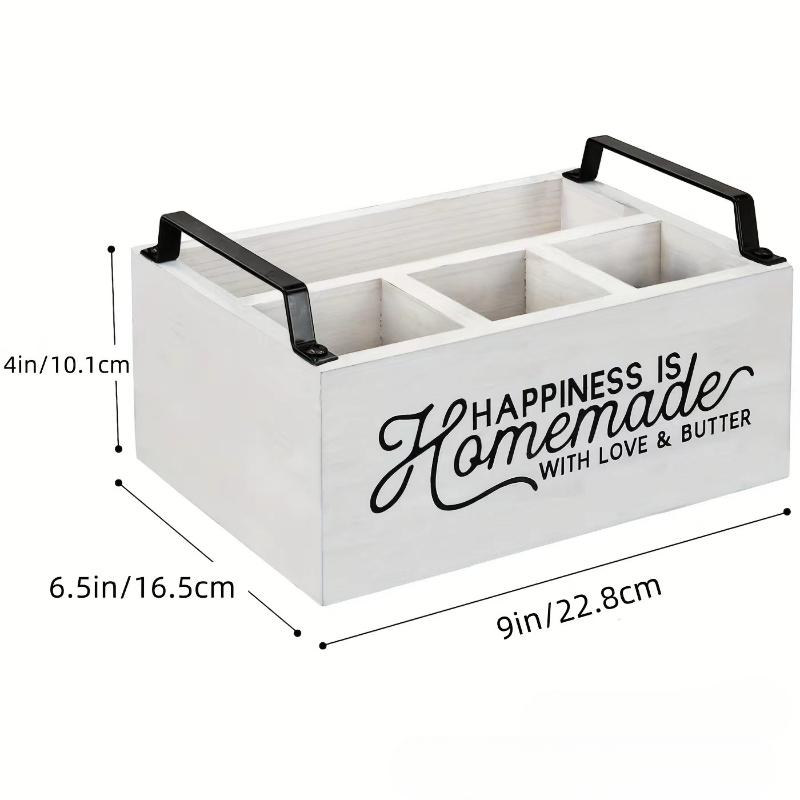 1 szt. Pudełko do przechowywania przyborów kuchennych w stylu vintage, Pałeczki, Noże, Widelce, Łyżki, Łazienkowe Drewniane Stolne Sortowanie Wielokomorowe