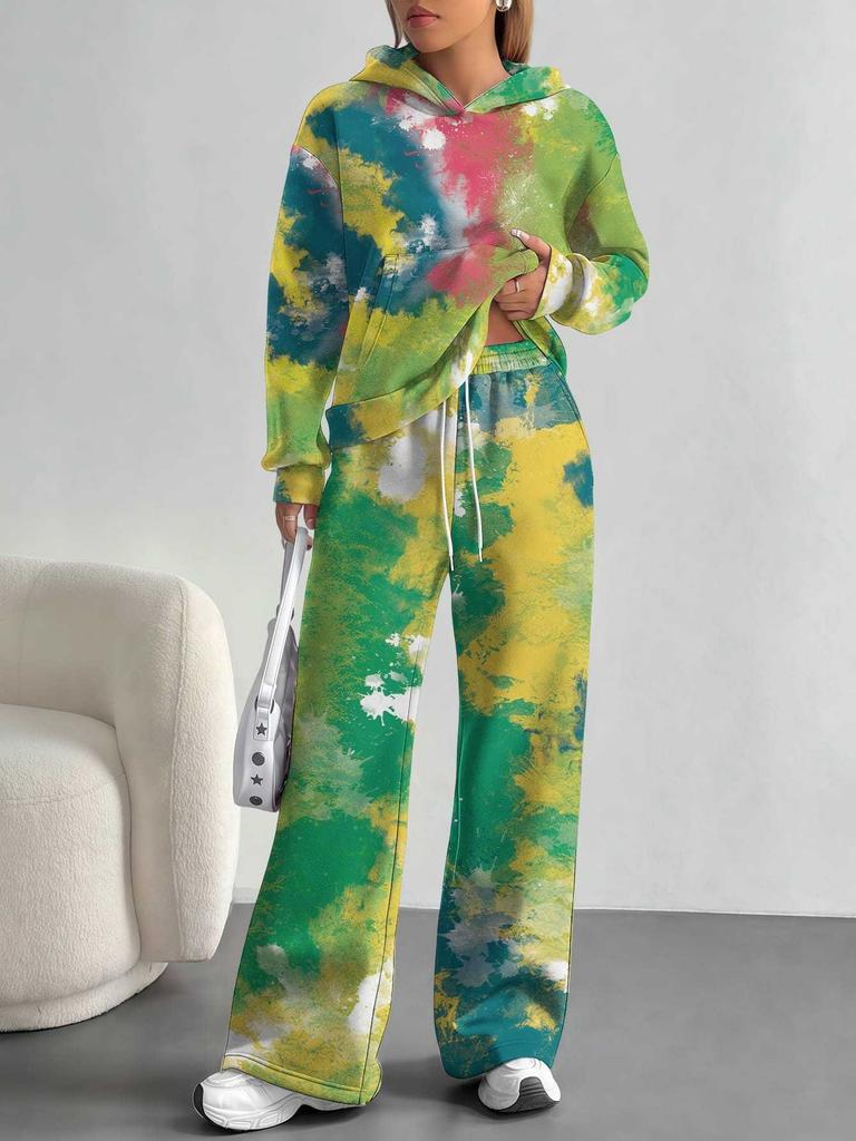 Camouflage European and American Autumn and Winter Casual Long-sleeved Suit Women's Hooded Sweater Trousers Two-piece Set