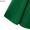 ZANZEA Women Casual V-Neck Summer Half Sleeve Satin Jumpsuits