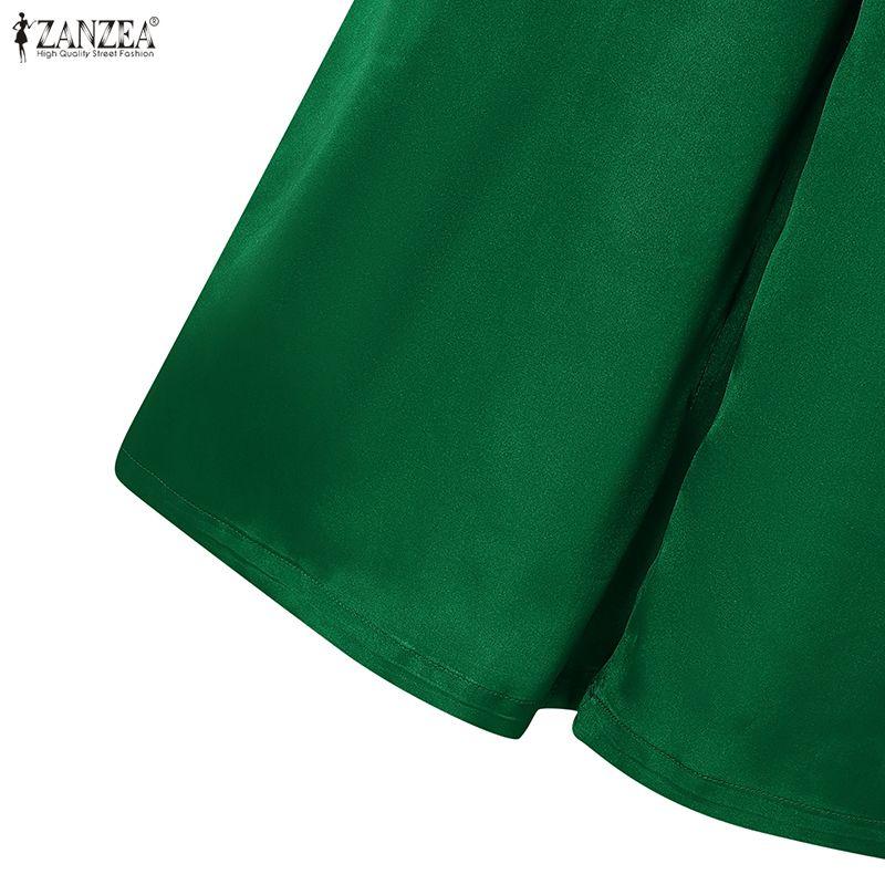 ZANZEA Women Casual V-Neck Summer Half Sleeve Satin Jumpsuits