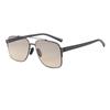 New retro double beam metal frame sunglasses for men and women outdoor versatile photosensitive discoloration trendy cool sunscreen sunglasses