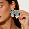 Pinkdudu Drip Glaze Rhinestone Flower Studs Fresh Sweet Vacation Temperament Earrings Elegant Floral Jewelry for Women PD2519