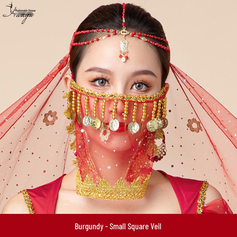 Halloween Belly Dance Beaded Scarf Veil for Women - Ancient Hanfu Style