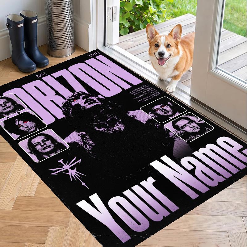 Custom Name Bring Me the Horizon Crystal Velvet Floor Rug Personalized Text Soft Carpet Home Decor