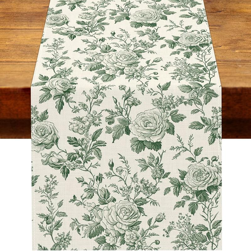 Vintage Golden Floral Table Runner, Dining Table Decoration, Home Decor Tablecloth Women's clothing