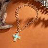 IngeSight.Z Vintage Large Jesus Cross Pendant Choker Necklace Women Punk Hollowout Metal Chunky Chain Neck Jewelry Accessories