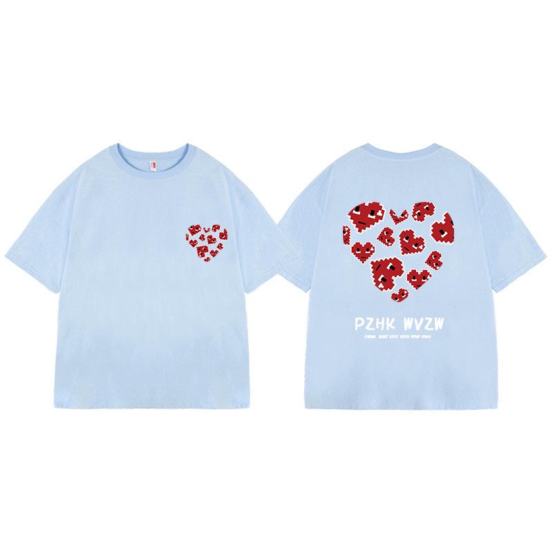 Tricou de cuplu supradimensionat simplu cu imprimeu de litere mărimi mari - Tendință Vară 2025
