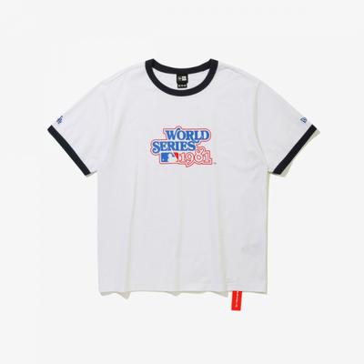 New Era La Dodgers Ringer T shirT World Series whiTe