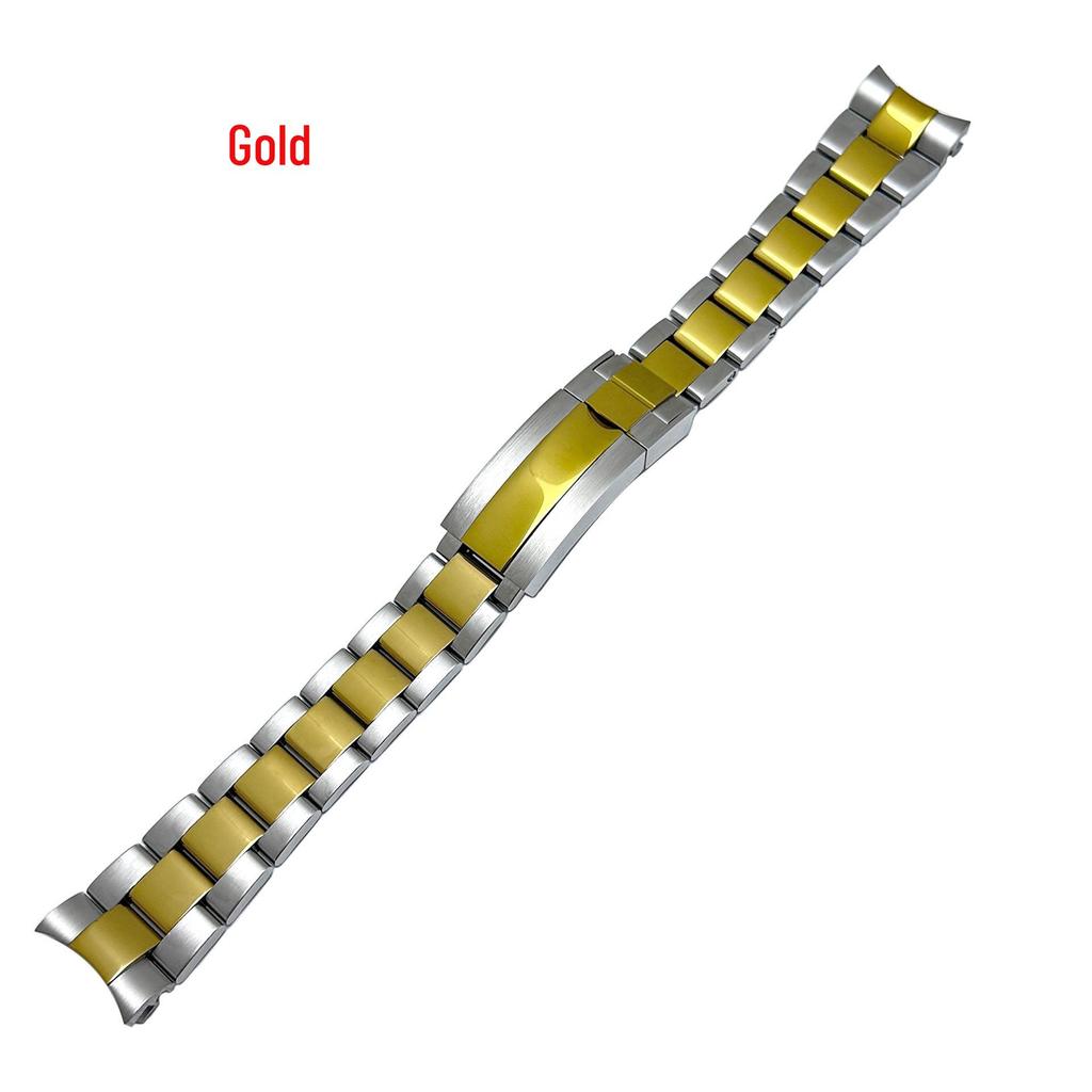 Roestvrij Staal Gebogen Eind Horlogeband, Past op Rolex Submariner Drie-Schakel Serie, 20mm, met Veiligheidssluiting.