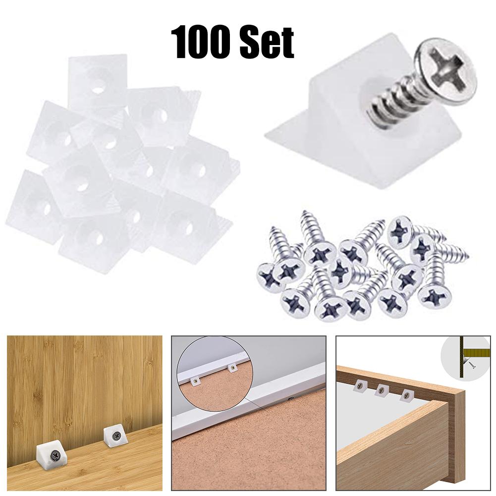 100pcs Shelf Stud Pegs Laminate Support Fixed Repair Fixing Drawer Chest Bottom Sagging Support Wedge Screw Furniture Bracket