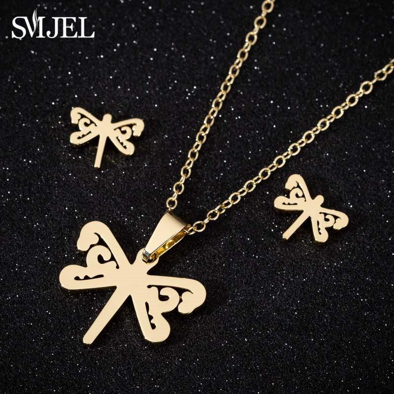 Lovely Gold Color Kitten Cat Stainless Steel Zircon Set Necklaces Men Collares Fashion Hollow Cat Earring Necklace Paw Zircon