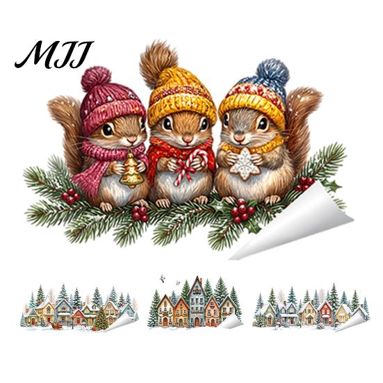 Festive Shop Window Display Christmas Static Clings, PVC Glass Stickers, Xmas Winter Snowflake Decals Seasonal Ornaments for Home Store Holiday