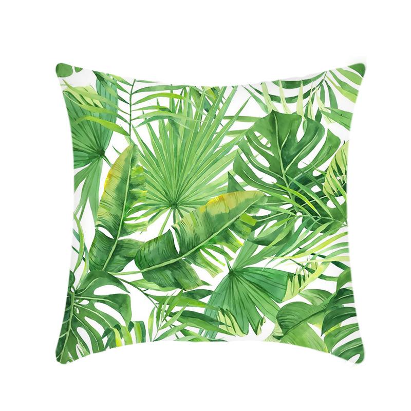 New Nap Pillow Green Leaves Sofa Plush Pillow Case Home Summer Cushion