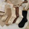 3Pairs Stripe Plush Socks Soft Thicken Warm Socks Cute Wool Lattice Socks  Women