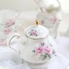 Ergonomic Handle Ceramic Teapot With Floral Pattern And Gold Trim Porcelain Tea Pot Suitable For Gifting
