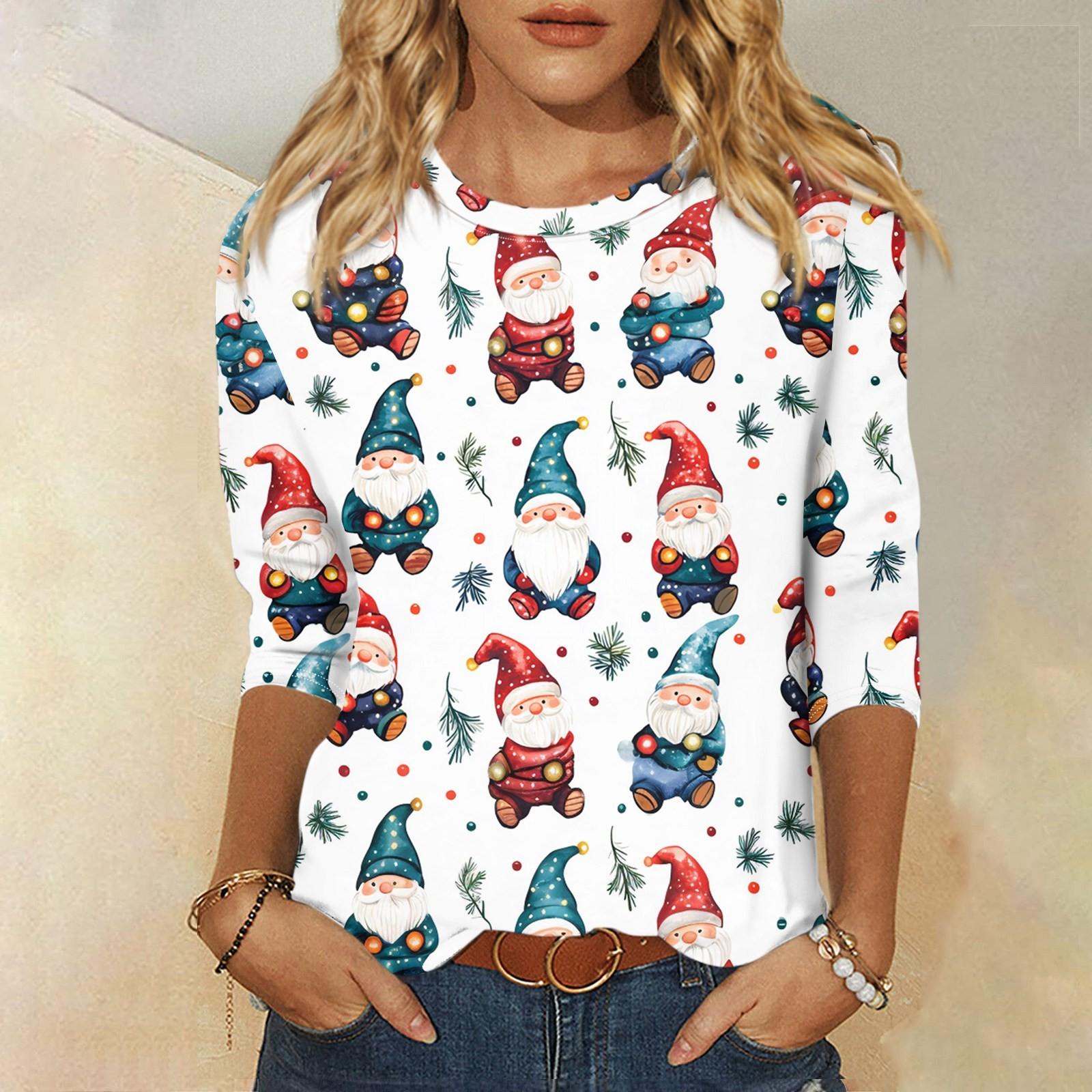 

Жіночі сорочки з рукавом 3/4, футболки з принтом, блузки, повсякденні базові топи, пуловери XL білий