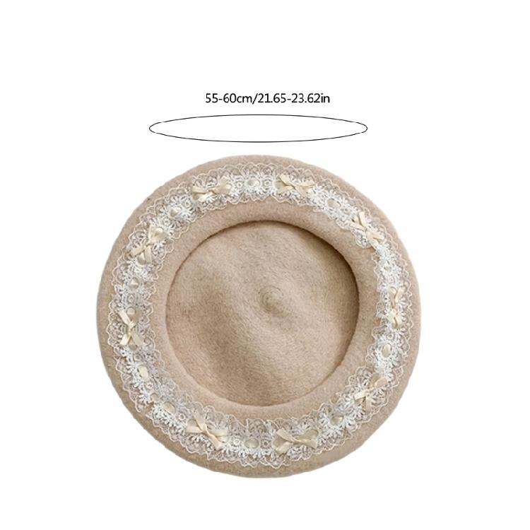 Lace Bows Cabbie Hat for Women Hat Dark Lace Vintage Cabbie Caps Unisex Headwear Autumn Winter Hat for Daily Wear