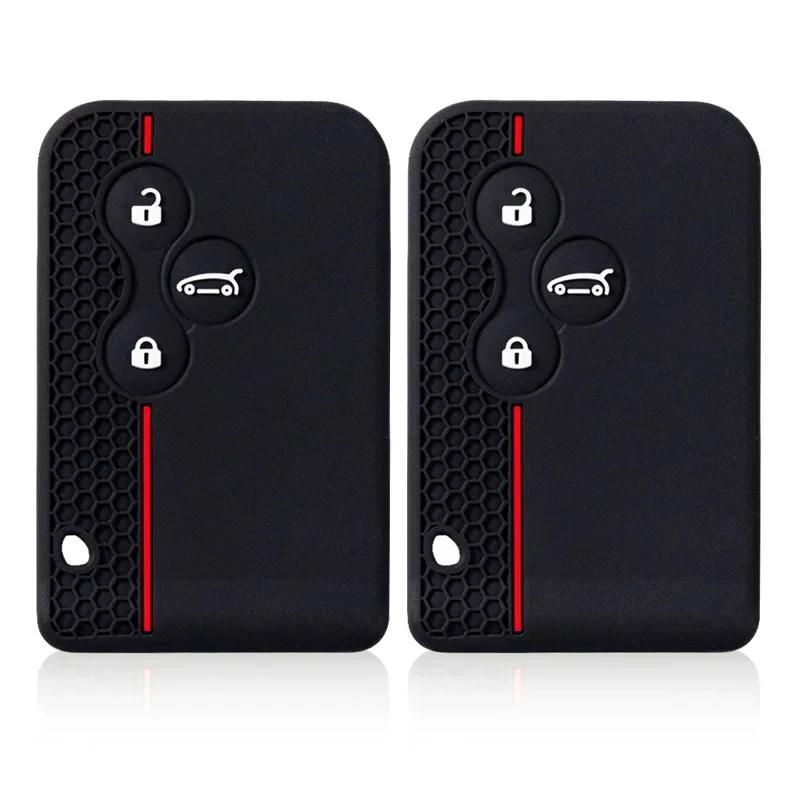 Silicone Remote Car Key Case Cover Shell Keyring For Renault Clio Logan Megane 2 3 Scenic Koleos 2 Region Keychain Holder