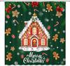 Gingerbread House Shower Curtain Christmas Candy Cane Snowflake Pine Leaves Snowy Winter Fabric for Bathroom Decor Bathtub with