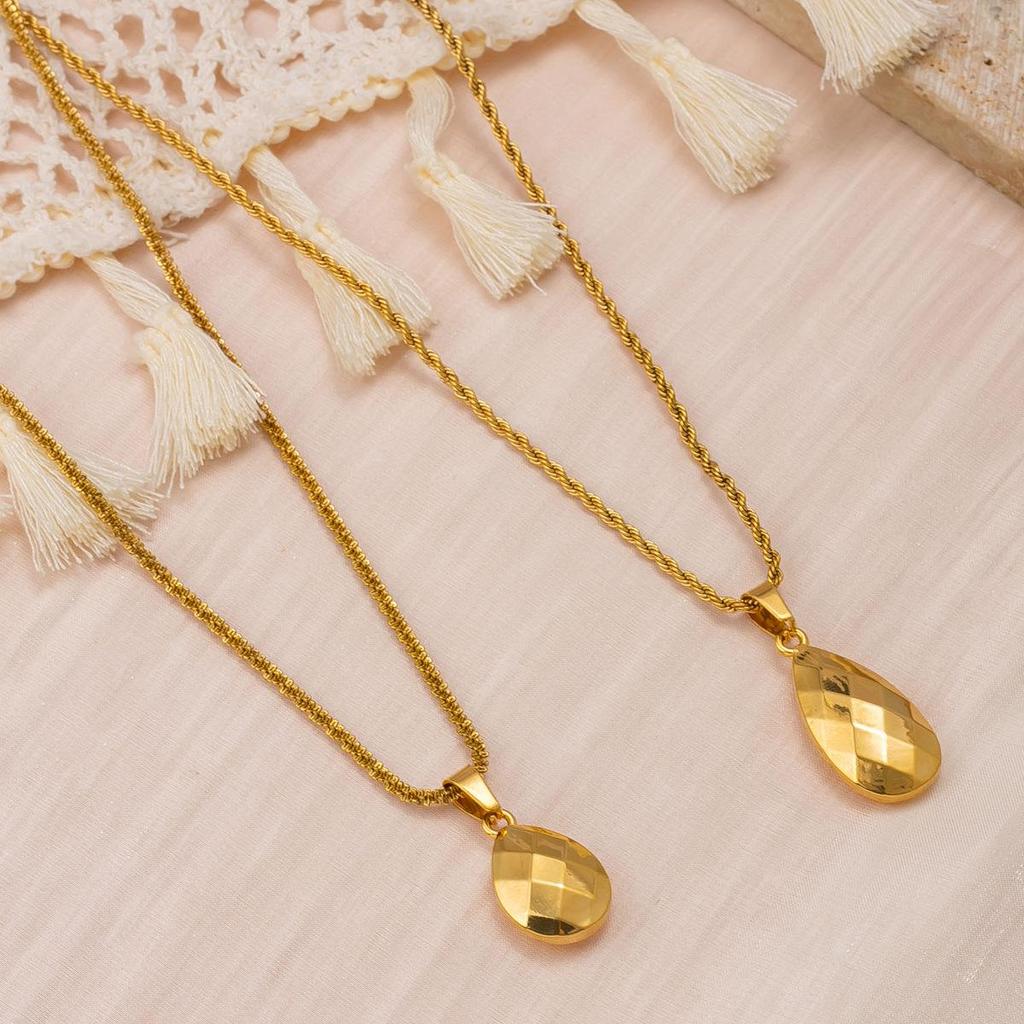 European & American Water Drop Stainless Steel Multi-layer Necklace