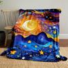 Swirling Night Sky with Stars, a Crescent Moon, and Abstract Mountains. for All Seasons Blanket Lunch Break Throw Gift