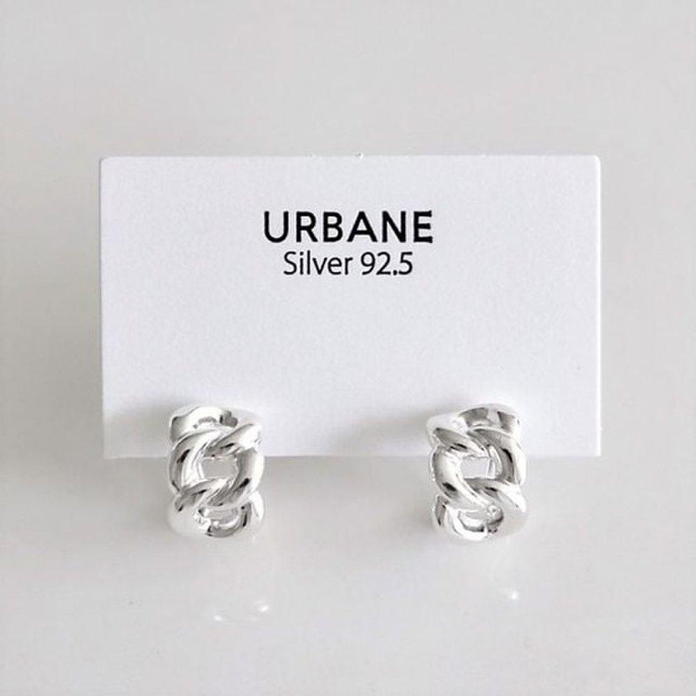 (Silver925) Bold Chain Earrings Silver Simple Gorgeous