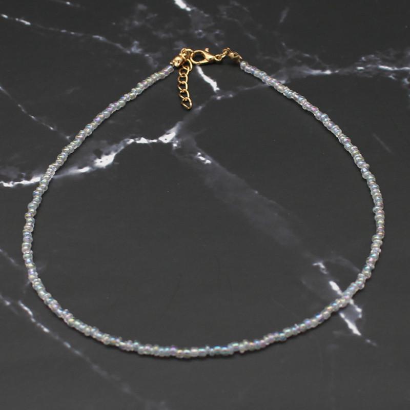 Bohemia Handmade Rainbow Seed Beads Simple Choker Necklace Women's Fashion Wild Sweet Colorful Collar Jewelry Gift