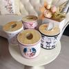 Roll Paper Tissue Case Cylinder Paper Box Retro Flower Bowknot Livingroom Decor Coffeetable Bedroom Car Waterproof Tissue Box