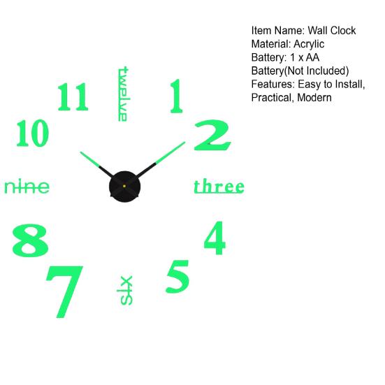 Modern Nordic Wall Clock Battery Powered Quiet Non-ticking Arabic Numerals Clock 3D Effect DIY Wall Clock for Living Room
