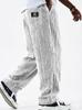 European & American Men's Wide Corduroy Logo Pocket Casual Loose Straight-Leg Pants 2026