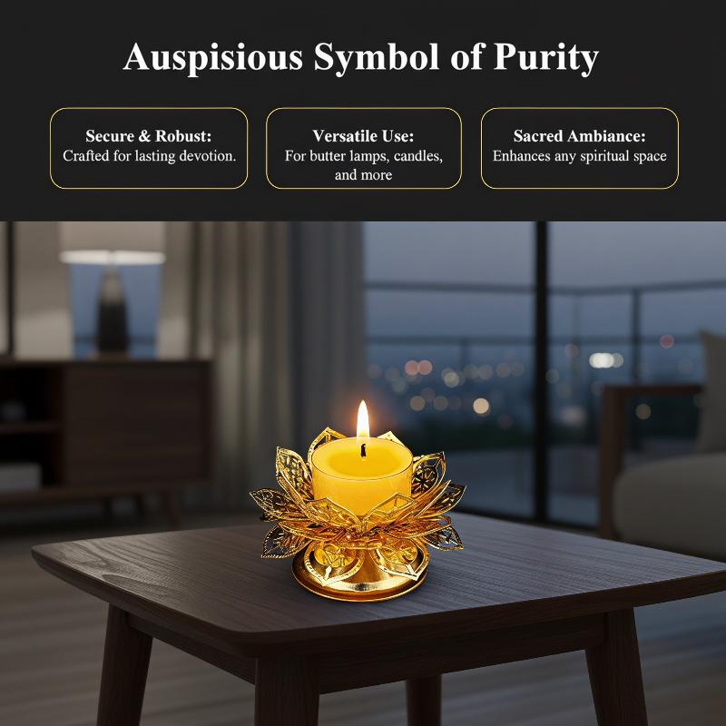 Guld Lotus Sæde Ghee Lampeholder Røgelseskar Smør Lampe Te Lys Holder Kobber Olie Lampe Alter Dekoration Forsyninger
