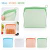 Reusable Food Storage Bag 1000ml Square Leakproof Silicone Sealable Bag Airtight Zipper Fresh Keeping Bag for Fruits Vegetables Snacks Cosmetics